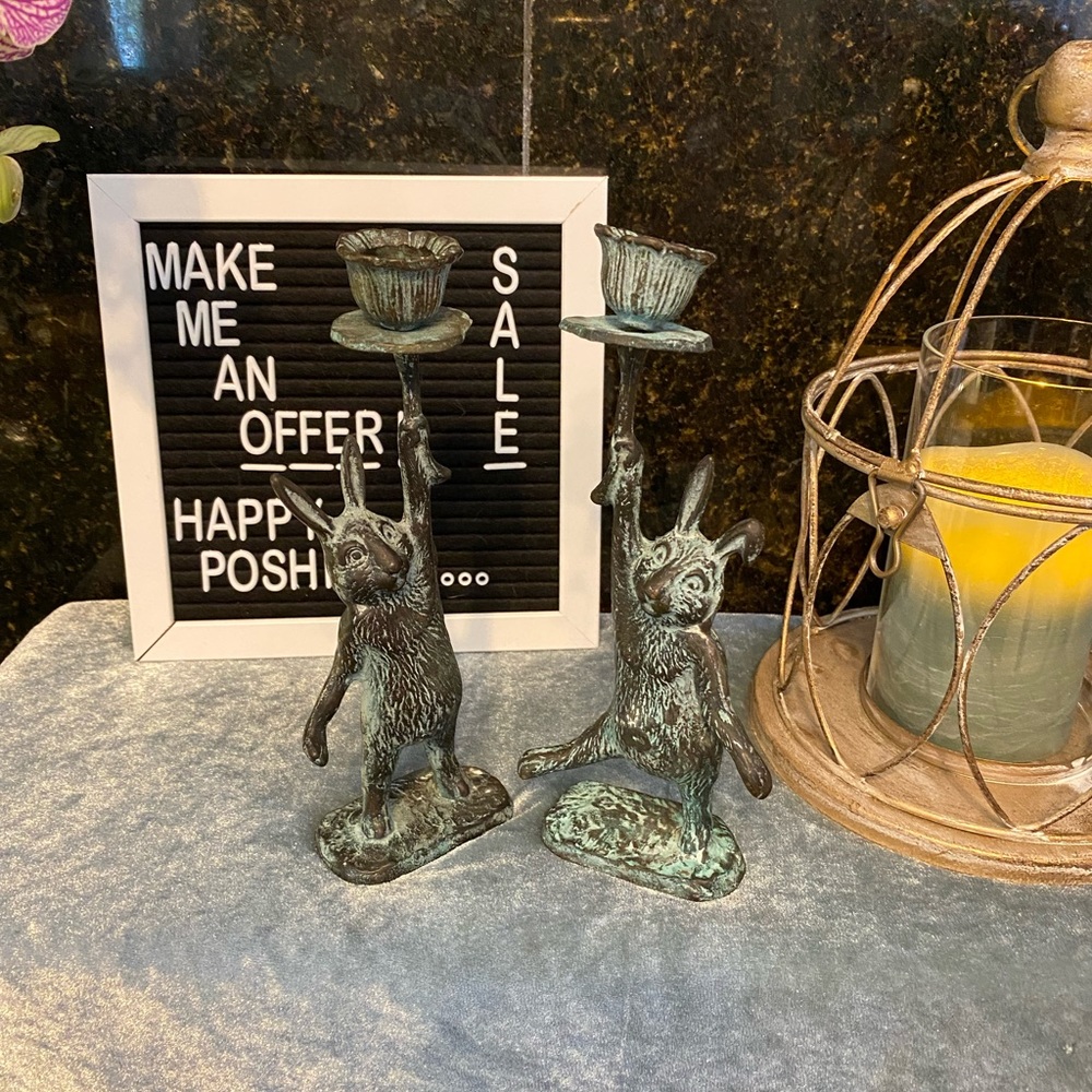 Andrea by Sadek Vintage Bunny Rabbit Candle Holders. Made in Korea.